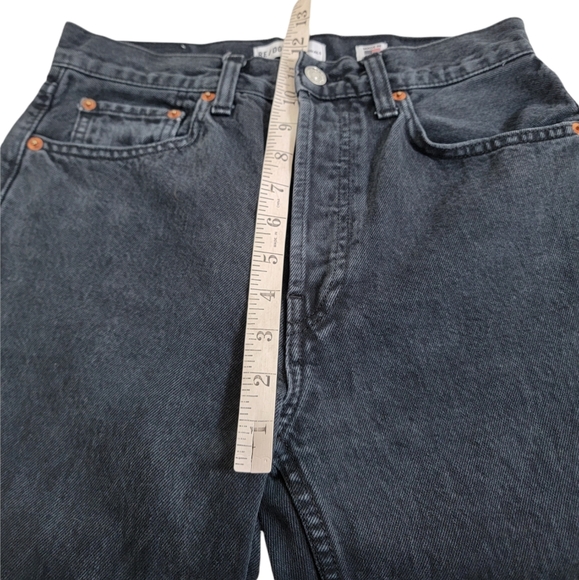 Redone High Rise Distressed Jean Washed Black Rip Size 27 - Picture 5 of 9